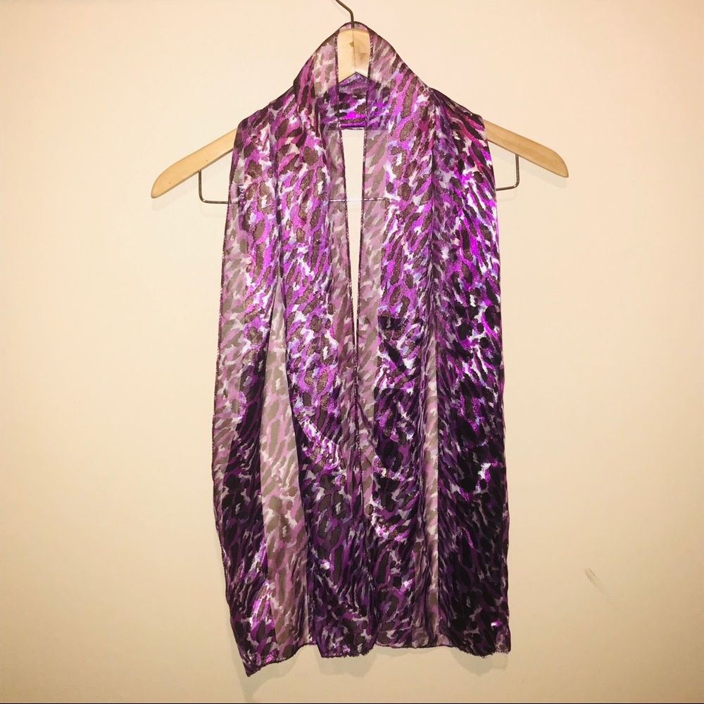 Scarf animal print magenta, black, lilac & silver